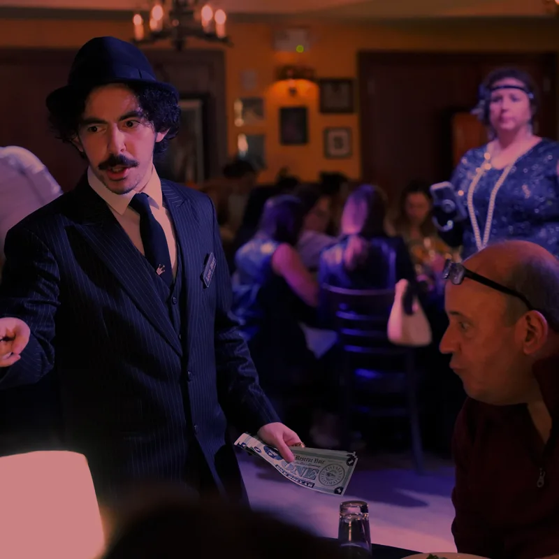 A detective questioning a guest at a Indianapolis show